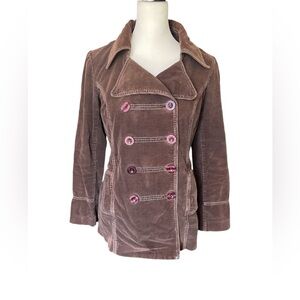 Bebe Vintage Brown Corduroy Jacket, Size XS, Retro Groovy Casual Bohemian Y2K